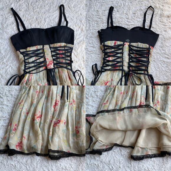 SOLD VDP Collection Italy silk lace-up corset fairy grunge dress goth whimsigoth - Picture 13 of 17